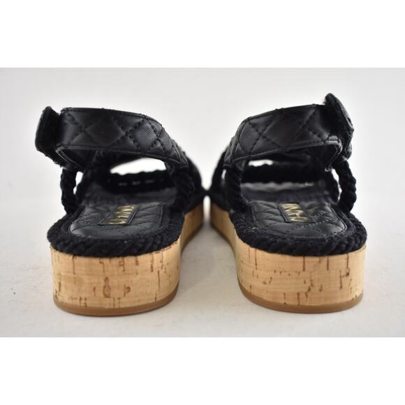 Chanel REV Black Gold Cord Rope CC Quilted Mule Ankle Strap Dad Sandal Flat 36 - Picture 13 of 14